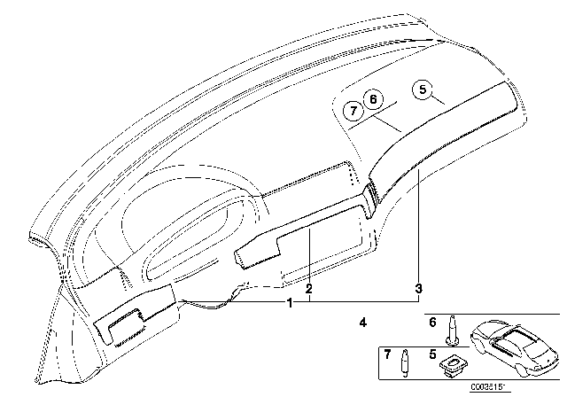 2005 BMW 325Ci Interior Trim Finishers Diagram