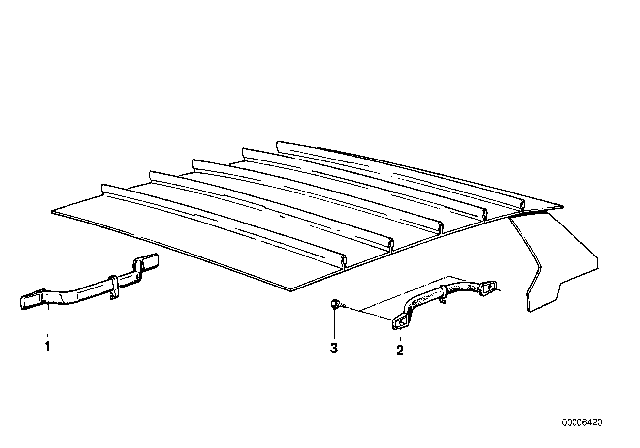 1978 BMW 530i Roof Trim - Headlining / Handle Diagram