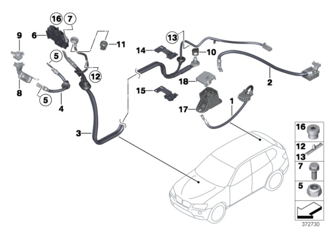 2017 BMW X4 Positive Cable Diagram for 61129321005