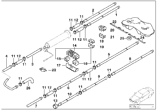 2000 BMW 740iL Fuel Pipe And Mounting Parts Diagram 2