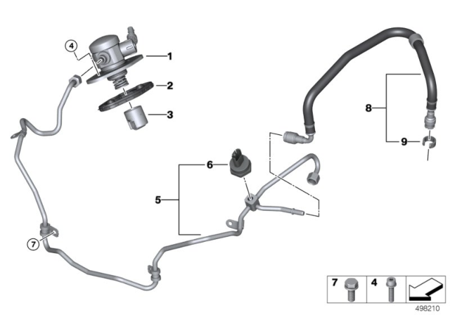 2018 BMW M5 High-Pressure Pump / Tubing Diagram