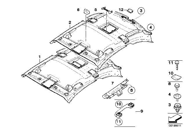 2012 BMW 135i Headlining / Handle Diagram 2