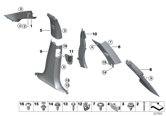 2015 BMW X5 Trim Panel Diagram