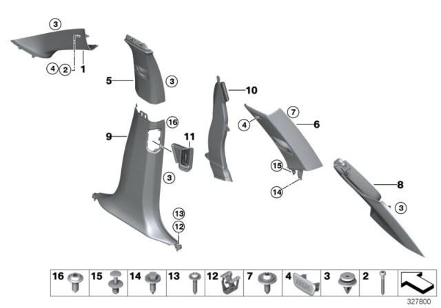 2016 BMW X5 TRIM COVER, D-PILLAR, UPPER Diagram for 51437352872