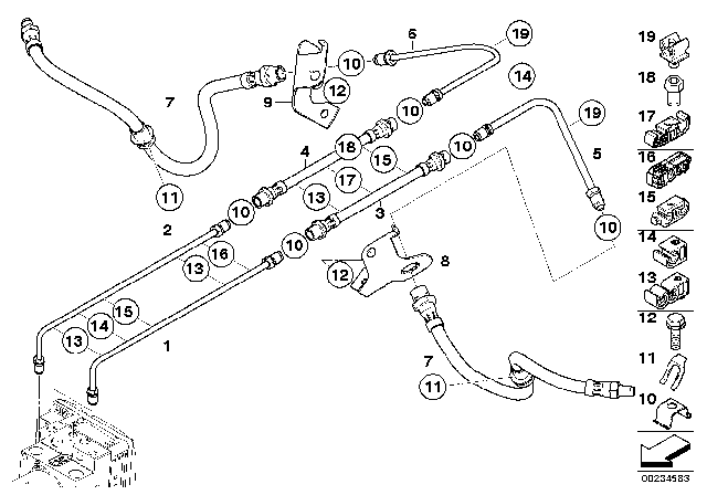 2012 BMW X5 Brake Pipe, Rear Diagram