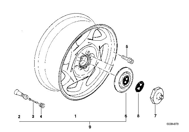 1991 BMW 850i Turbine Styling Diagram