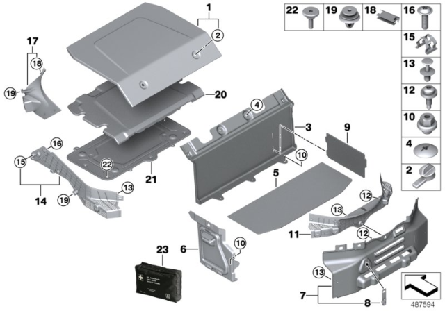 2015 BMW i8 Trunk Trim Panel Diagram