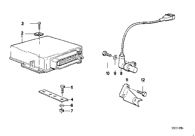 1984 BMW 528e Engine Control Unit Ecu Module Diagram for 12141708649