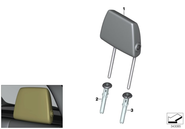 2019 BMW i3s Rear Seat Head Restraint Diagram