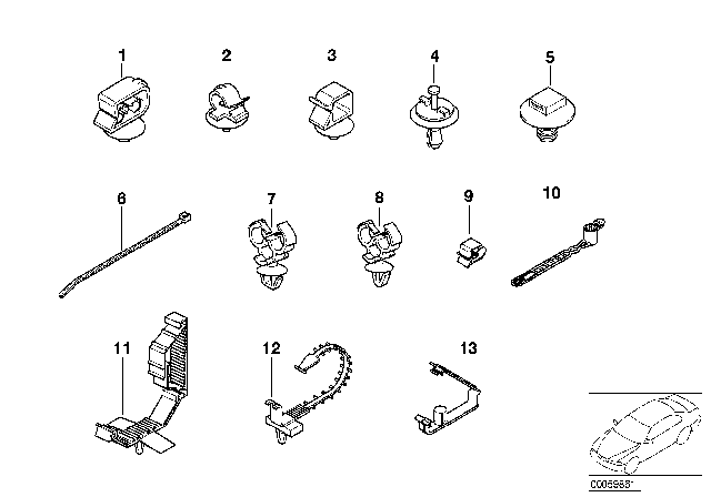 2000 BMW 740i Various Cable Holders Diagram 2