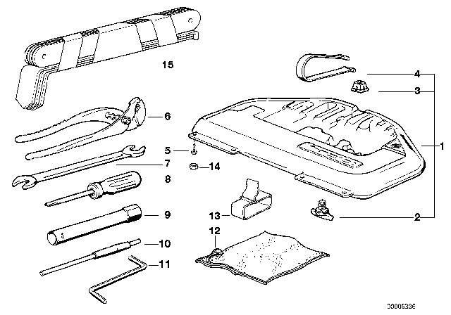 1995 BMW 850Ci Tool Kit / Tool Box Diagram