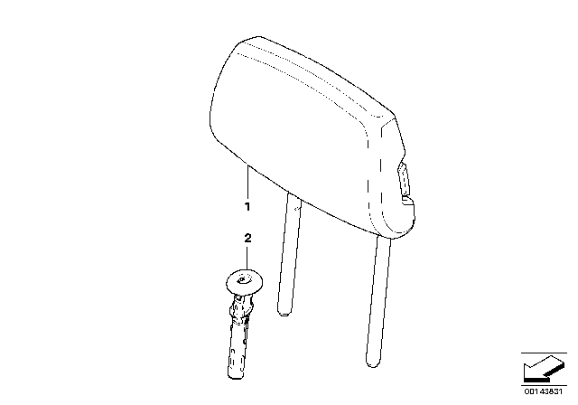 2008 BMW 328xi Seat, Rear, Head Restraint Diagram