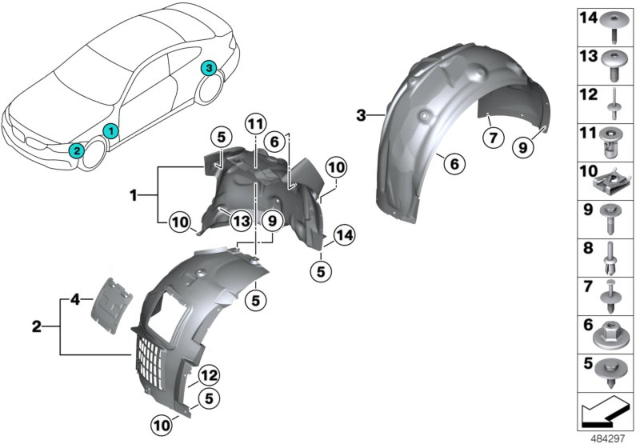 2015 BMW M4 Wheel Arch Trim Diagram