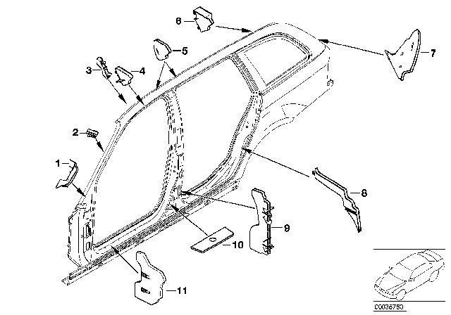 2004 BMW 325xi Moulded Part For Entrance Centre Diagram for 41218208264