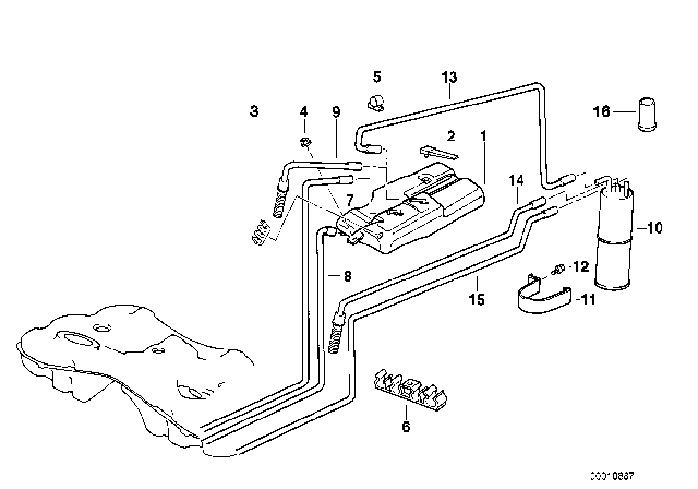 1996 BMW 750iL Expansion Tank / Activated Carbon Container Diagram 1