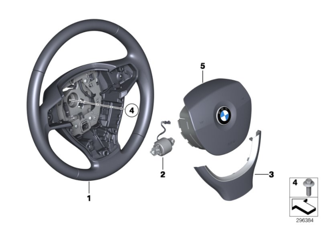 2014 BMW 535d Steering Wheel Airbag Multifunctional Diagram