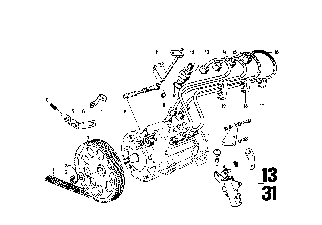 1974 BMW 2002tii Intermediate Shaft Diagram for 13511257035