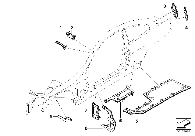 2007 BMW 650i Cavity Shielding, Side Frame Diagram