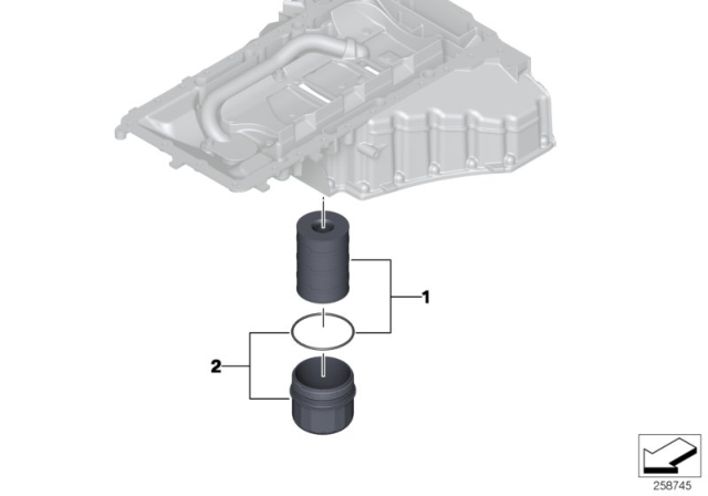 2014 BMW M6 Lubrication System - Oil Filter Diagram