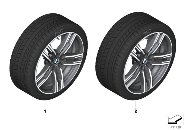 2020 BMW 840i Winter Wheel With Tire M Double Spoke Diagram 1