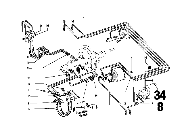 1971 BMW 2800CS Brake Pipe Diagram 2