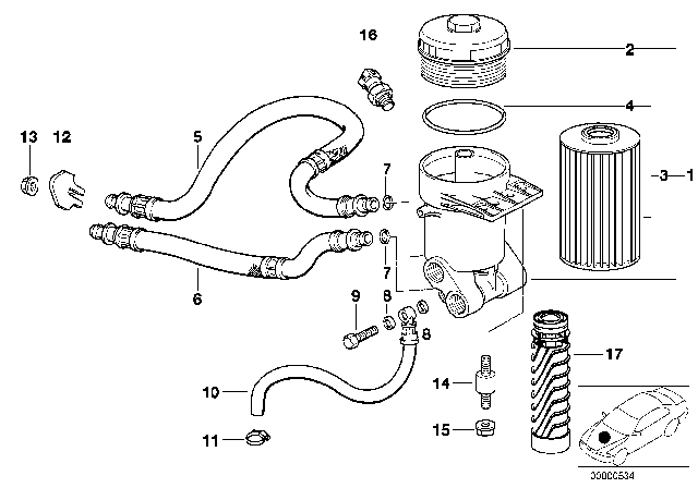 1993 BMW 850Ci Lubrication System - Oil Filter Diagram