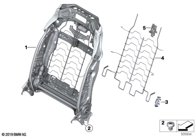 2019 BMW M5 Seat, Front, Backrest Frame Diagram