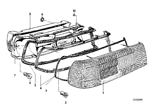 1983 BMW 733i Covering Left Diagram for 63211361931