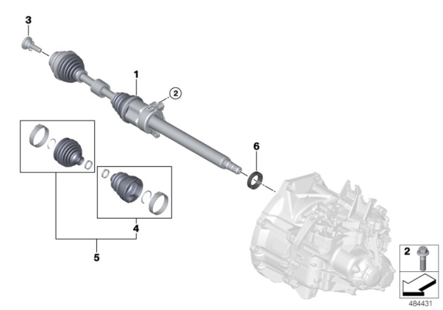 2017 BMW X1 Right Cv Axle Assembly Diagram for 31608611942