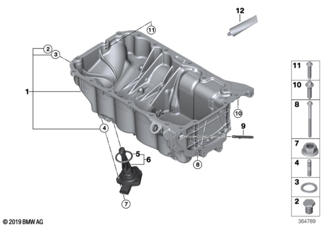 2019 BMW X2 Oil Pan / Oil Level Indicator Diagram