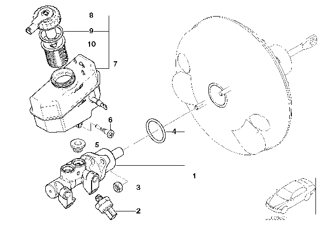 2004 BMW 325i Brake Master Cylinder Diagram