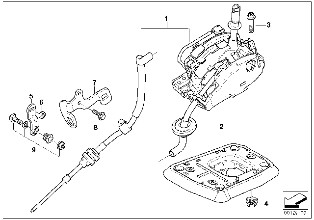 2006 BMW X3 Gear Shifter Assembly Diagram for 25163420337