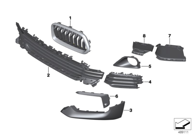 2019 BMW X2 Grid Lateral Left Diagram for 51117429015