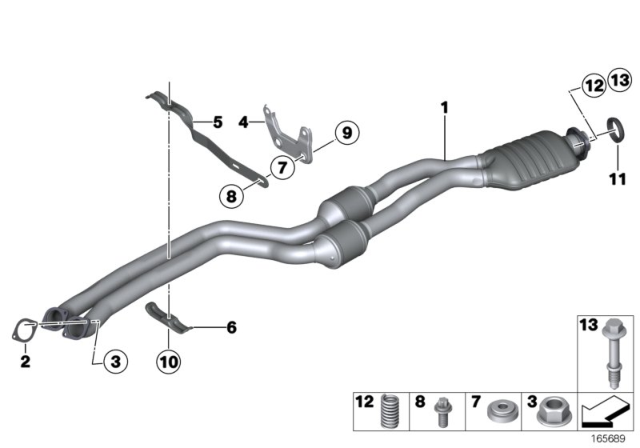 2014 BMW X1 Front Catalytic Converter Diagram for 18307615957