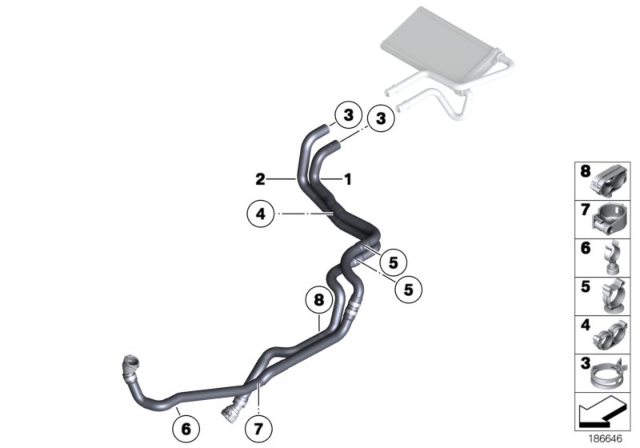 2010 BMW Z4 Hose, Heater Core-Radiator Feed Diagram for 64219134076