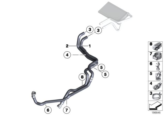 2014 BMW Z4 HOSE, HEATER CORE TO RADIATO Diagram for 64219242077