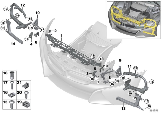 2016 BMW i8 Support, Front Panel Diagram for 51647336230