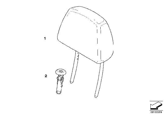 2008 BMW 328xi Guide, Headrest Diagram for 52107139521