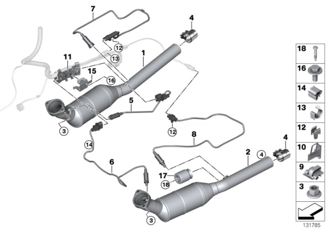 2004 BMW X5 O2 Oxygen Lambda Sensor Exhaust Header Diagram for 11787530735