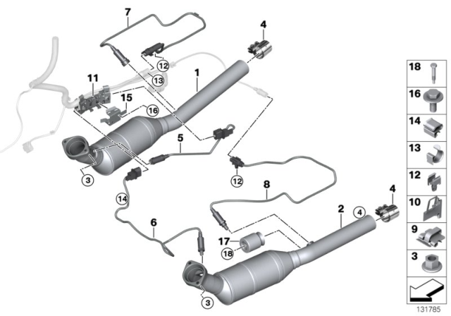 2004 BMW X5 Catalytic Converter Diagram for 18307535298