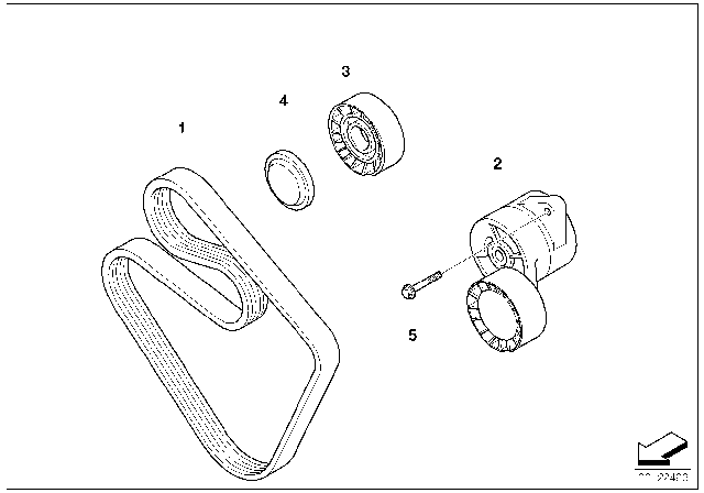 2005 BMW 530i Belt Drive Water Pump / Alternator Diagram 2