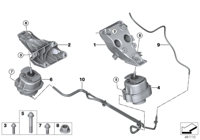 2017 BMW X5 Engine Mount Bracket Right Diagram for 22116856182