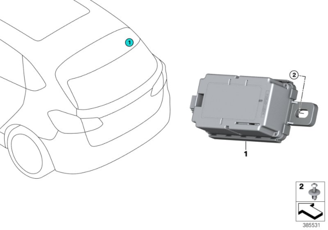 2018 BMW X1 Radio Remote Control Receiver Diagram for 61319312635