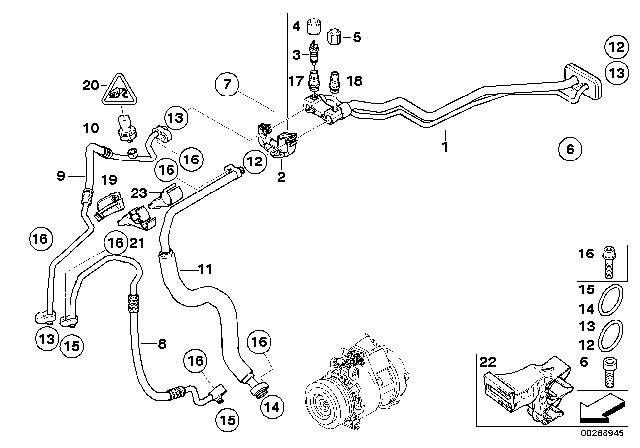 2008 BMW X6 Pressure Line, Condenser Double Pipe Diagram for 64509166097