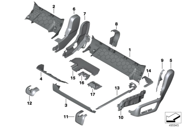 2020 BMW X5 Seat, Rear, Seat Trims Diagram