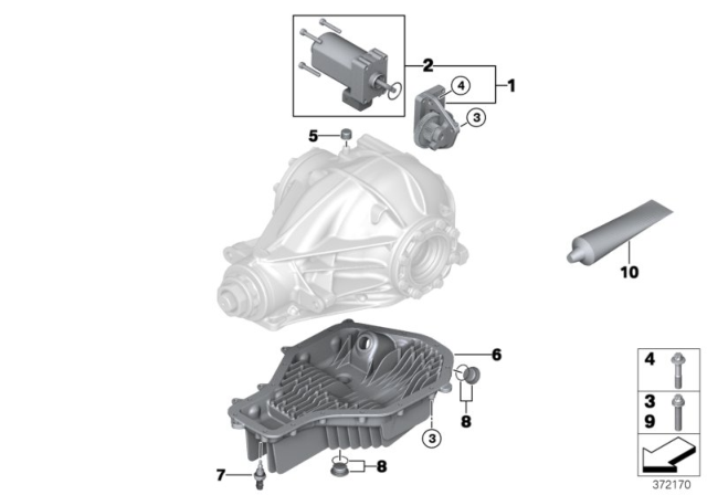 2020 BMW X3 M Rear Axle Differential, Servomotor / Oil Sump Diagram