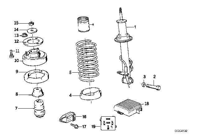 1989 BMW 750iL Rear Right Spring Strut Diagram for 37121138784