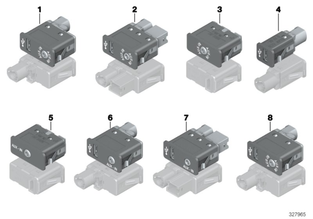 2014 BMW 650i USB / Aux-In Socket Diagram