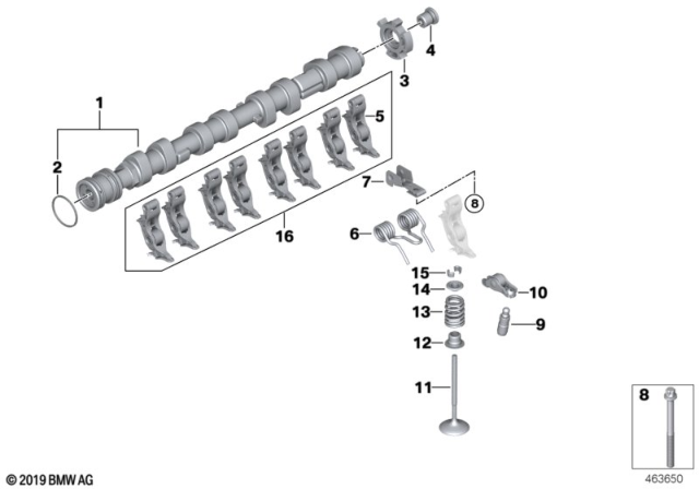 2009 BMW 650i Valve Timing Gear, Camshaft Diagram 1