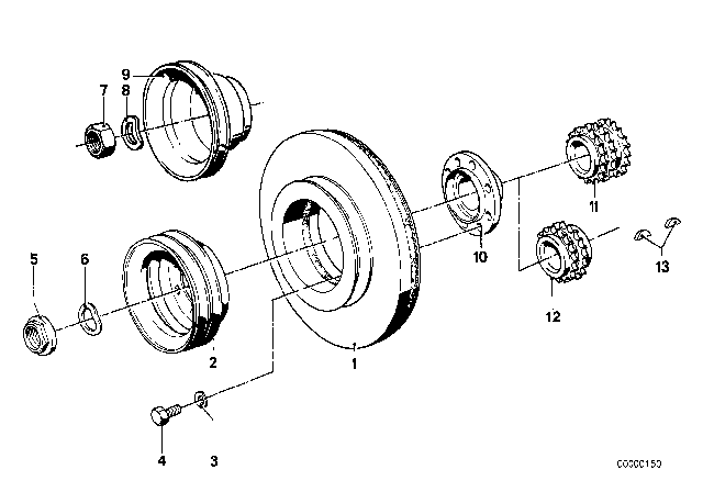 1975 BMW 530i Fan Belt Drive - V Belt Pulley Diagram